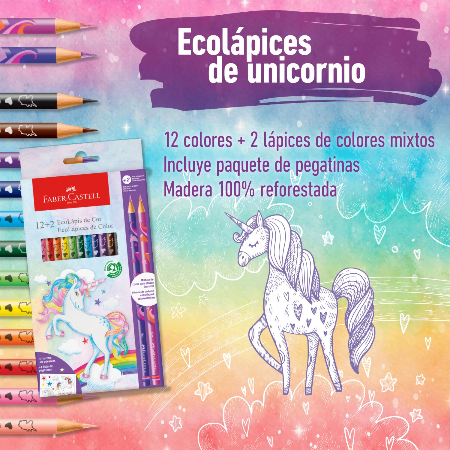 ECOLAPICES DE COLORES FABER-CASTELL UNICORNIO X12+2 - 4