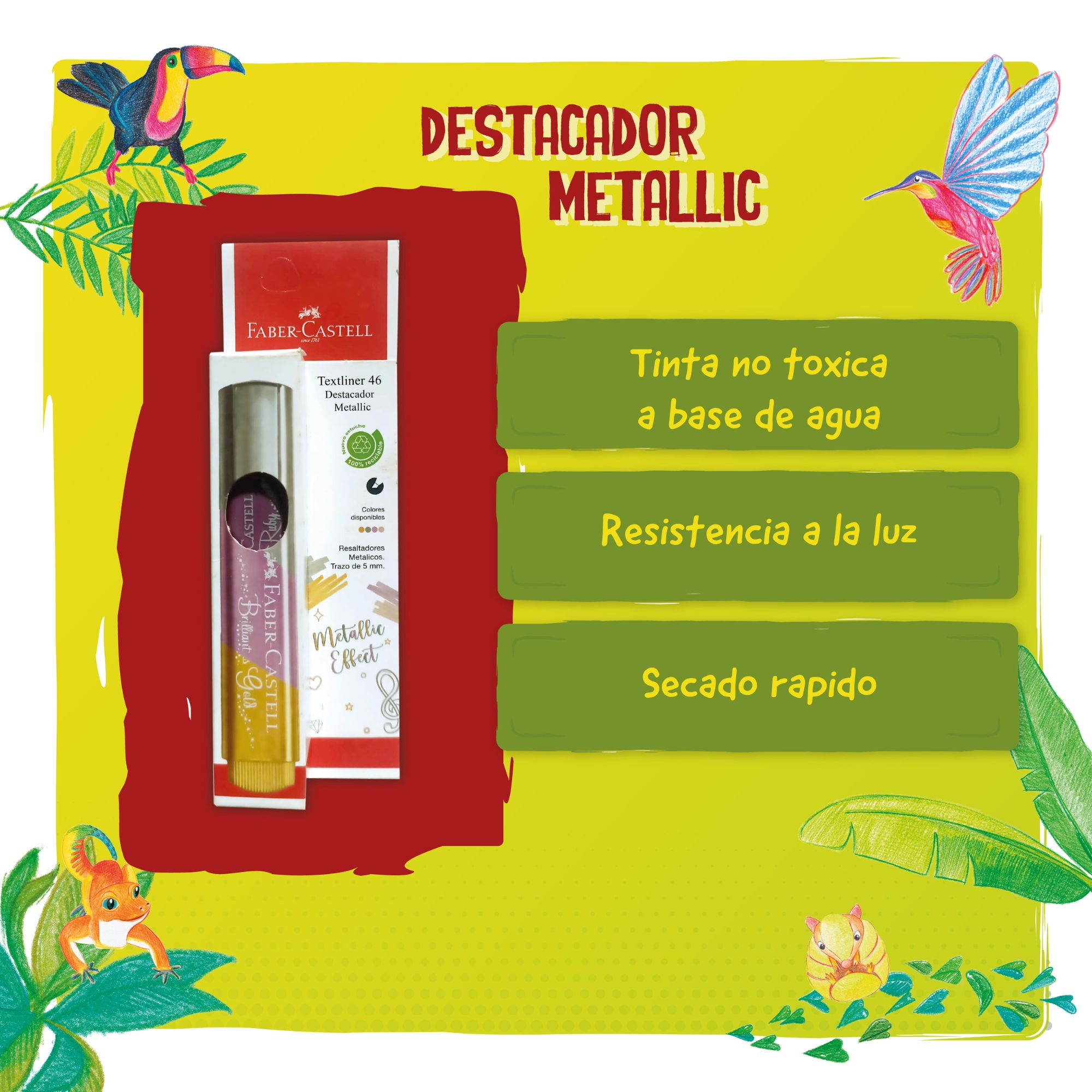 DESTACADOR METALICO FABER-CASTELL 46 RUBY X1 BC - 2