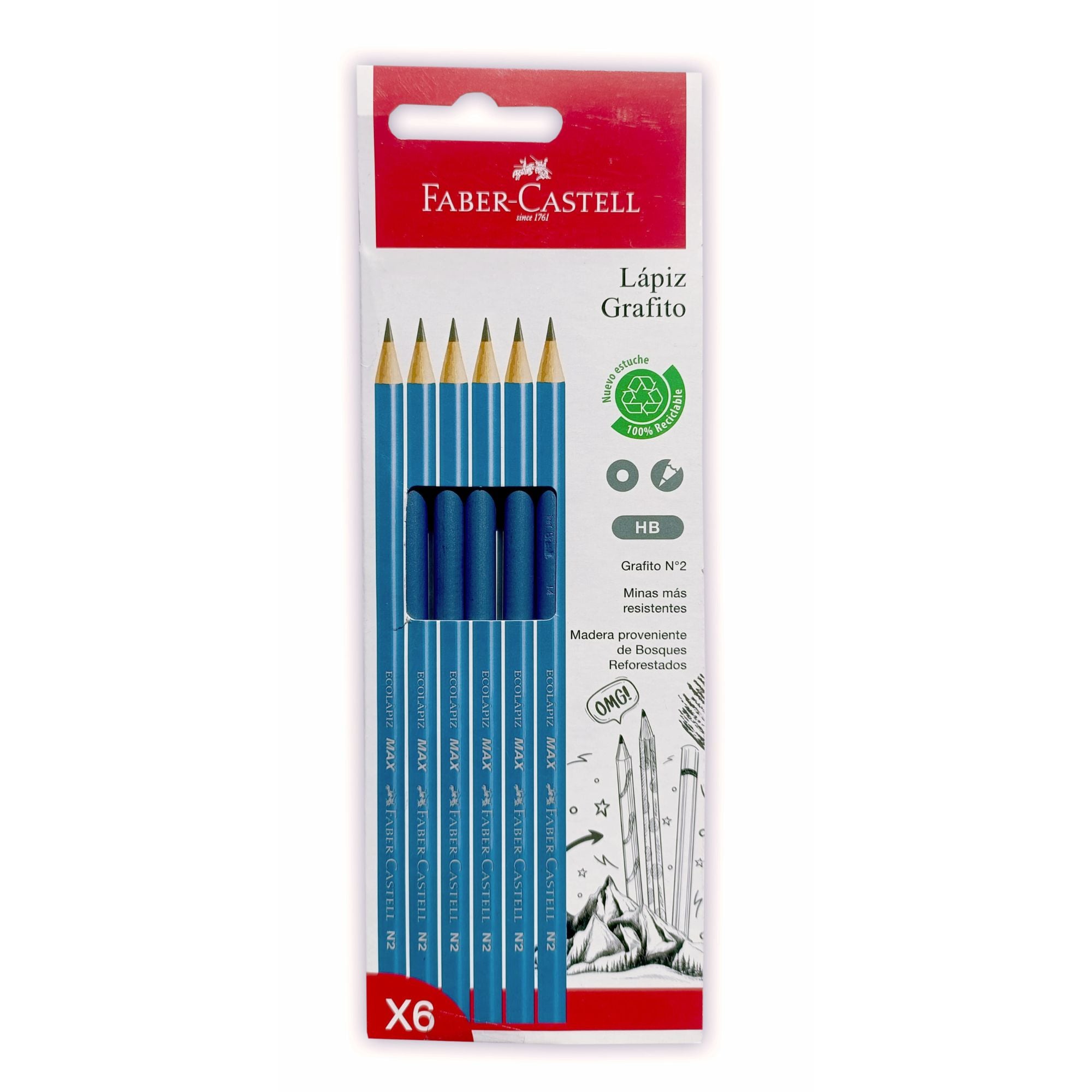 LAPIZ GRAFITO ECO HB FABER-CASTELL CUERPO AZUL X6 BC - 1