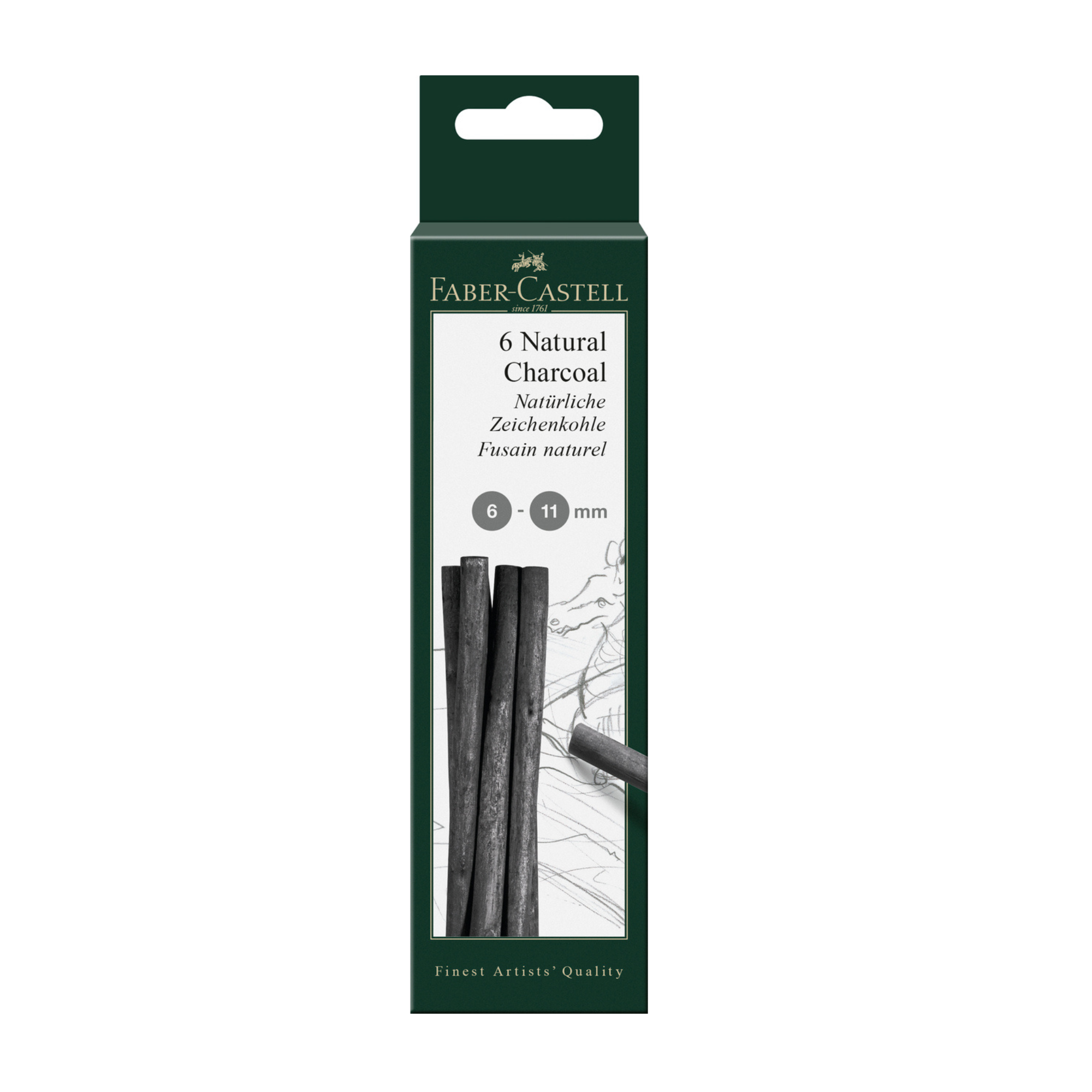 CARBON VEGETAL FABER-CASTELL 6-11 MM CAJA 6 BARRAS - 1