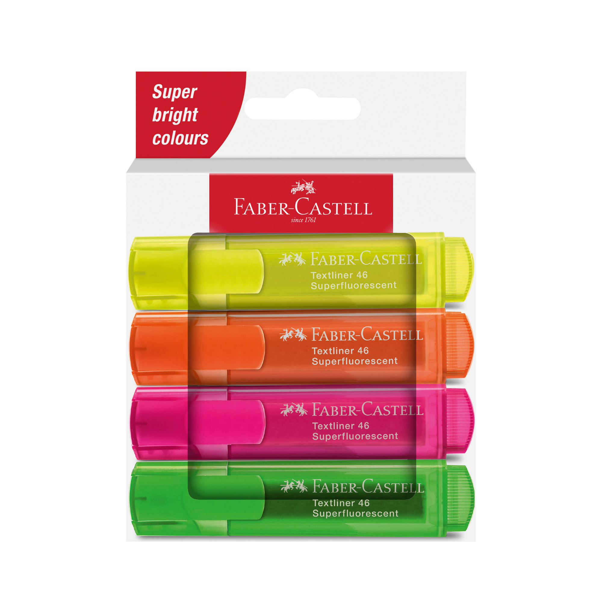 MARCADORES DESTACADORES FABER-CASTELL ESTUCHE CARTON 4 COLOR - 1