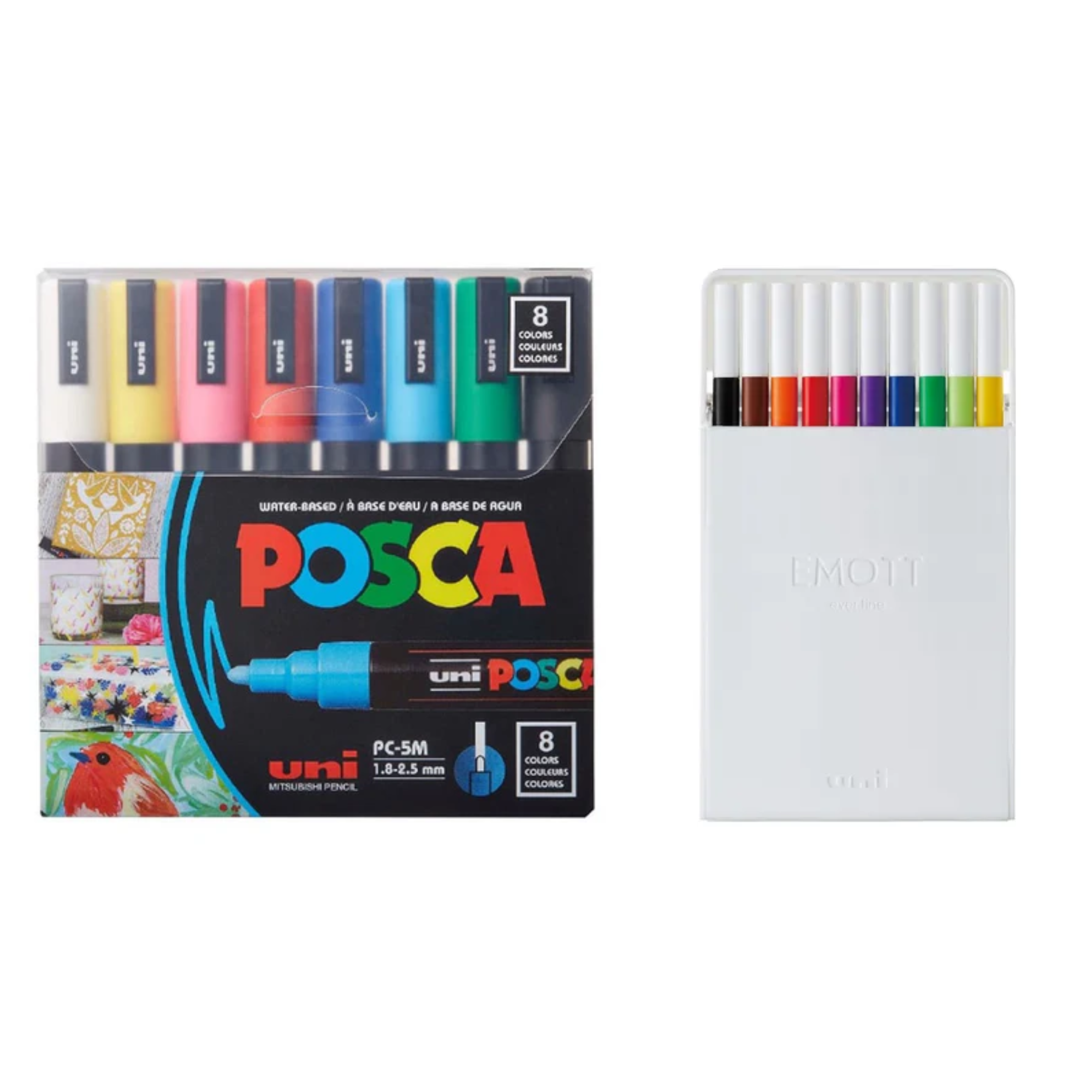 PACK TIRALINEAS UNIBALL 10 COLORES + MARCADOR POSCA 8 COLOR - 1