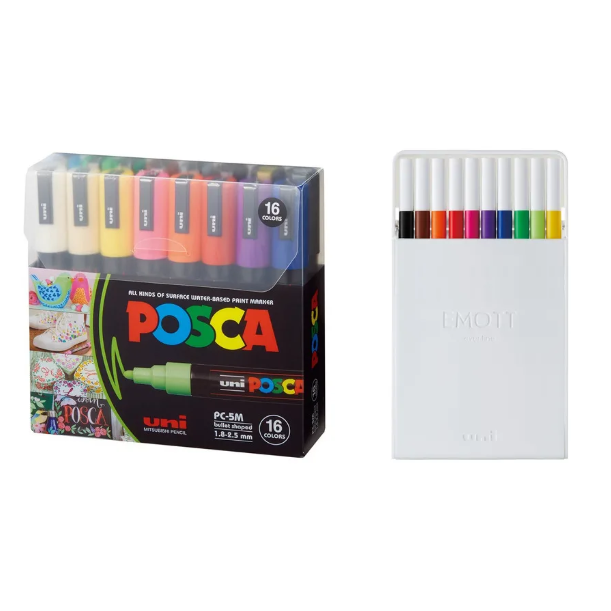 PACK TIRALINEAS UNIBALL 10 COLORES + MARCADOR POSCA 16 COLOR - 1