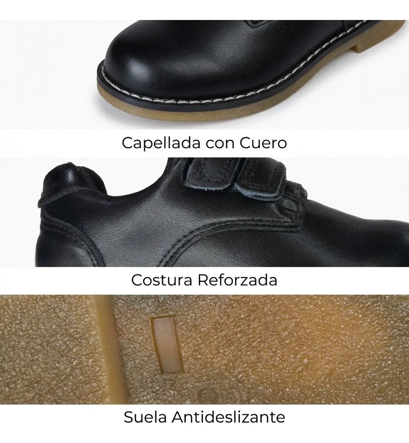 ZAPATO ESCOLAR CUERO ARMONIA 7056 NEGRO - 3