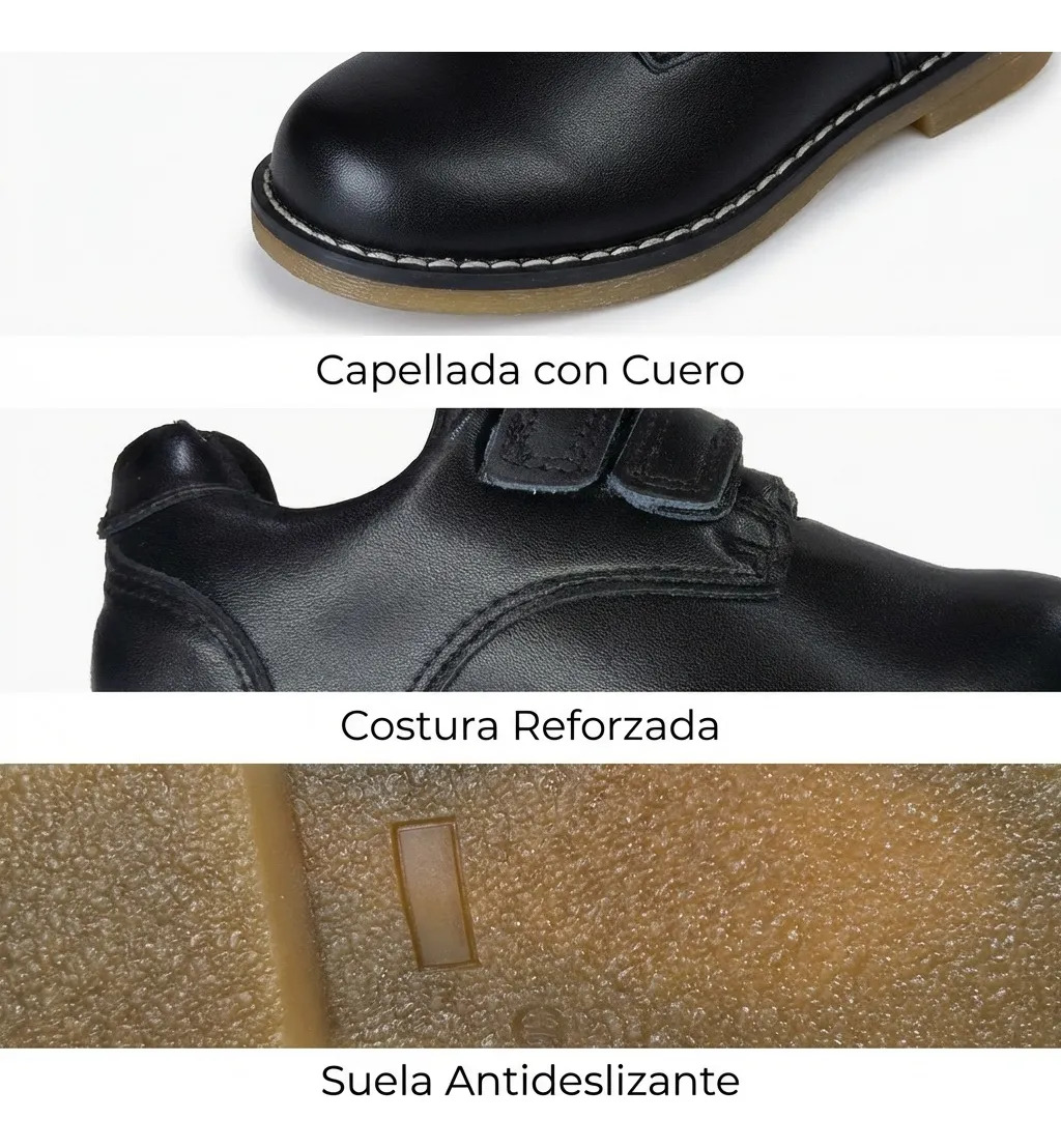 ZAPATO ESCOLAR CUERO ARMONIA 7056 NEGRO - 3
