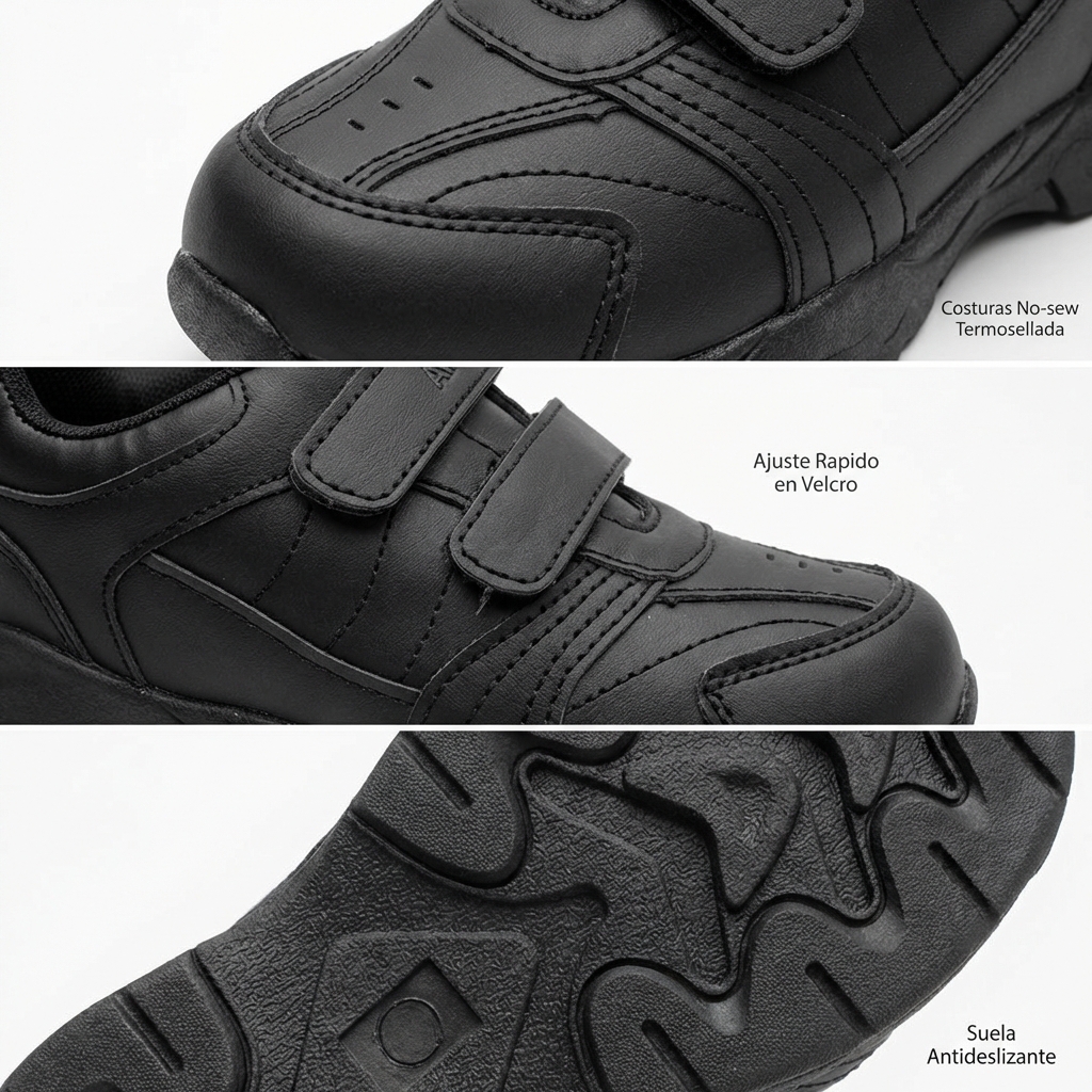 ZAPATILLA ESCOLAR NEGRA ARMONIA 7059 VELCRO - 3