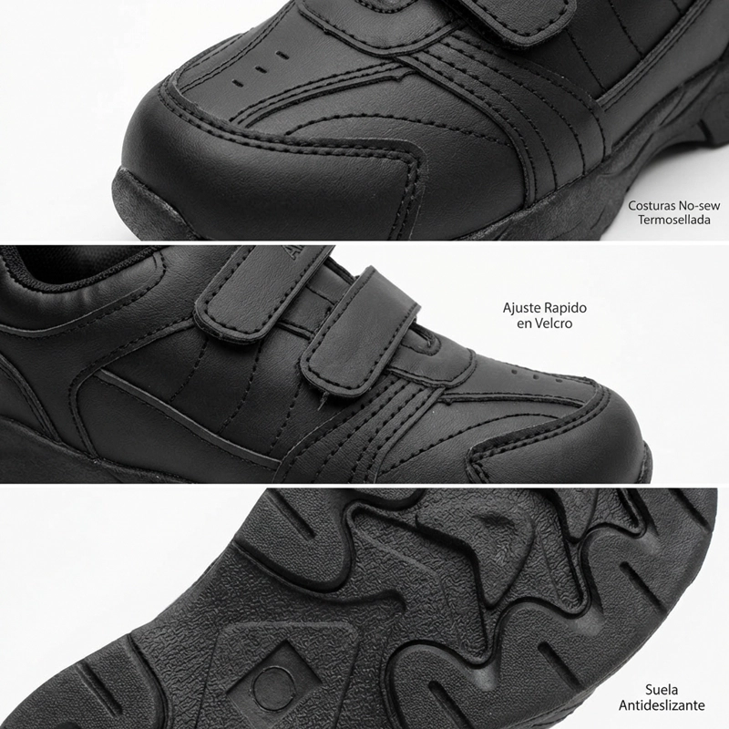 ZAPATILLA ESCOLAR NEGRA ARMONIA 7059 VELCRO - 3