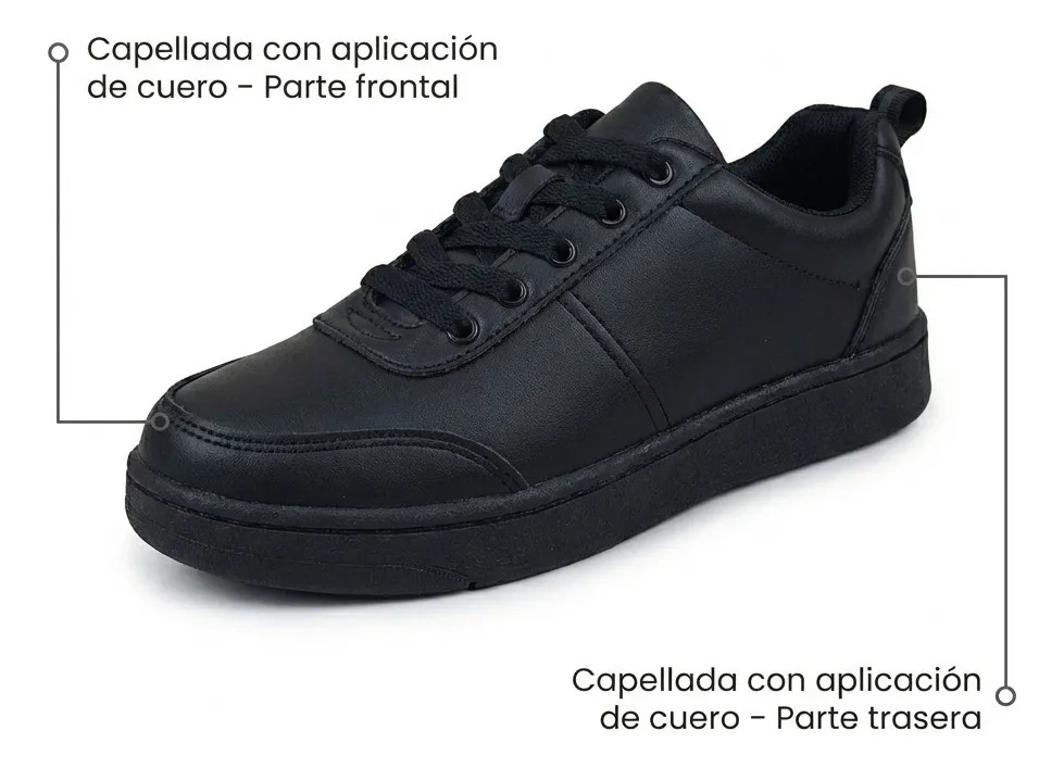 ZAPATILLAS ESCOLAR CUERO ARMONIA 7501 NEGRO TALLAS - 3