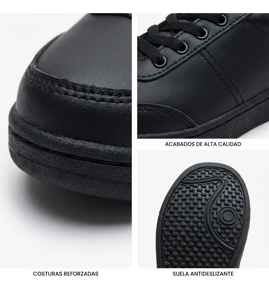 ZAPATILLAS ESCOLAR CUERO ARMONIA 7501 NEGRO TALLAS - 5