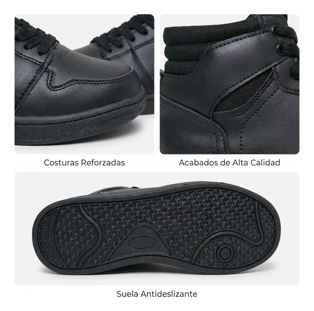ZAPATO ESCOLAR CON CAÑA ARMONIA CUERO NEGRO 7502 - 5