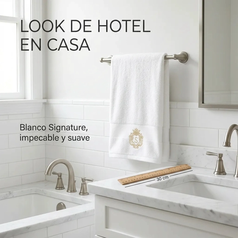 TOALLA ALGODON SIGNATURE BLANCO | BORDADA | ESTILO SPA - 2