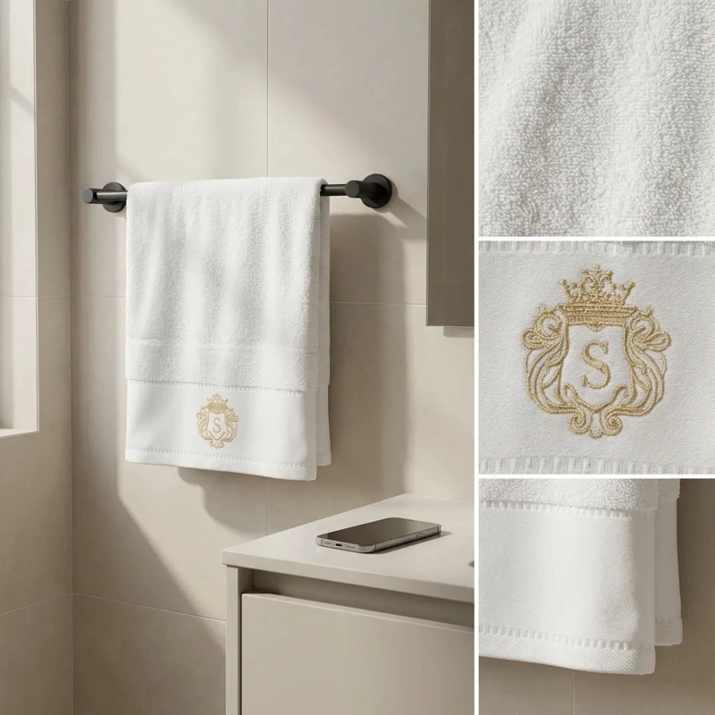 TOALLA ALGODON SIGNATURE BLANCO | BORDADA | ESTILO SPA - 4