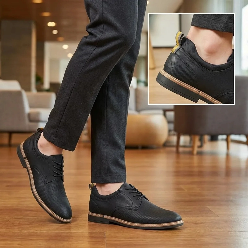 ZAPATO NEGRO CASUAL HOMBRE CORDONES ESTILO DERBY 7441 - 1