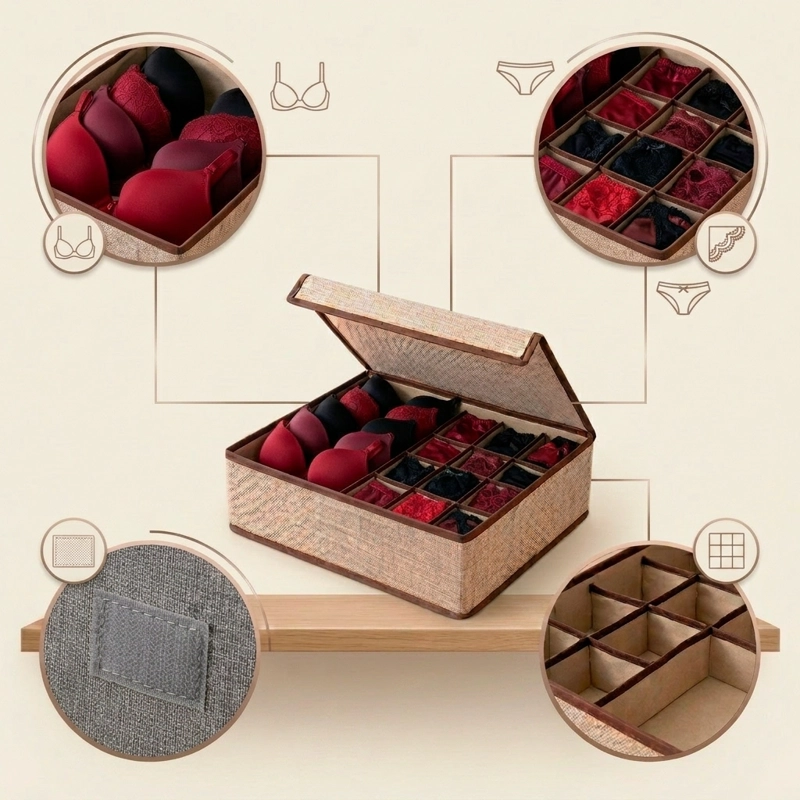 ORGANIZADOR FEMENINO CALCETINES Y ACCESORIOS BEIGE 607 VERSATIL - 3