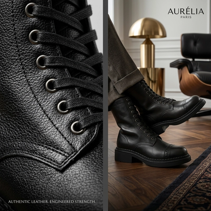 BOTIN MUJER ESTILO COMBAT CIERRE LATERAL NEGRO 7772 - 5