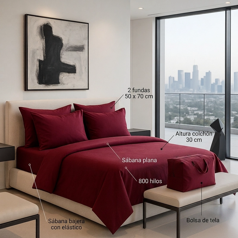 SABANAS 800 HILOS SIGNATURE  TURQUESA 2 PLAZAS 794 - 6