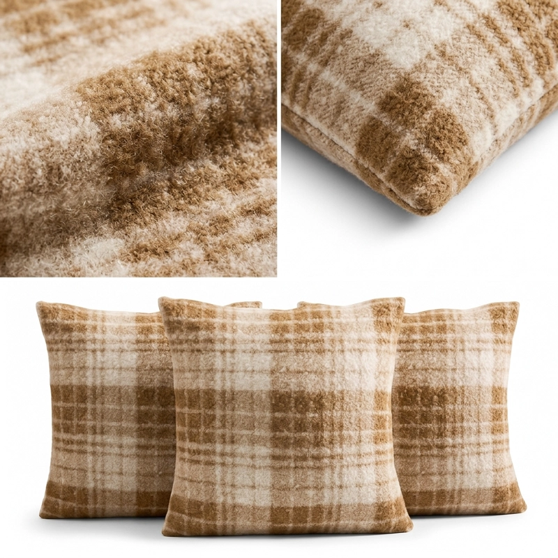 PACK 3 FUNDAS 45 X 45CM ESTILO CUADRILLE  TONOS BEIGE 740 - 2