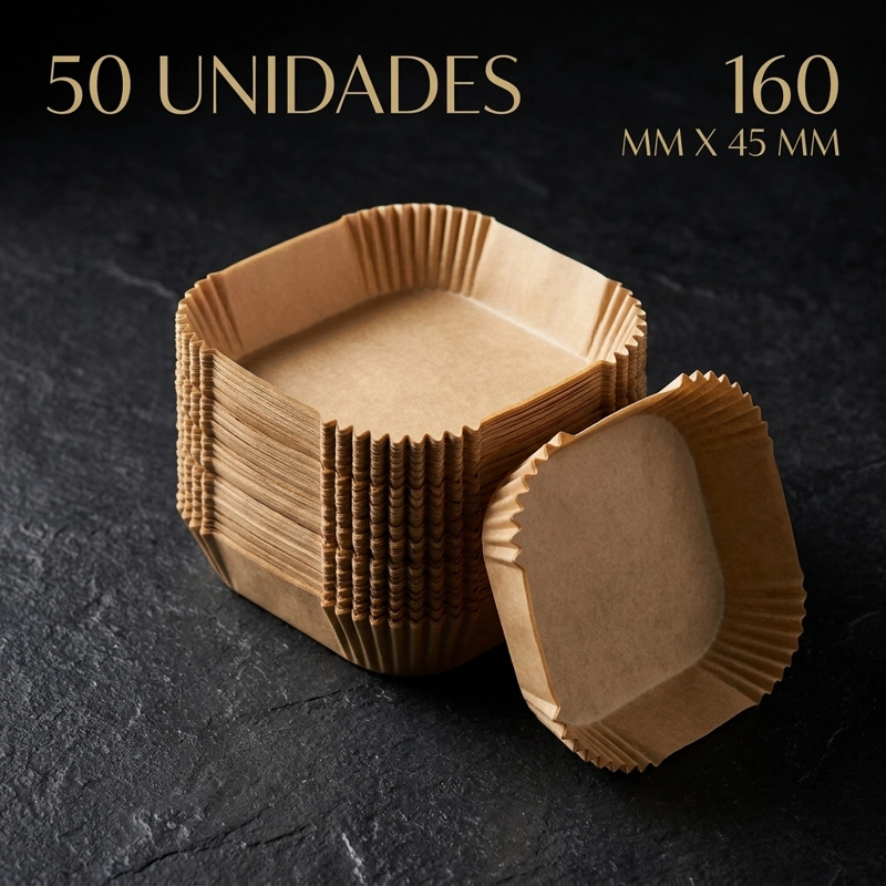 MOLDES DE PAPEL 50 UN PARA FREIDORA DE AIRE 160 X 45 MM CUADRADO DISEÑO MODERNO - 5