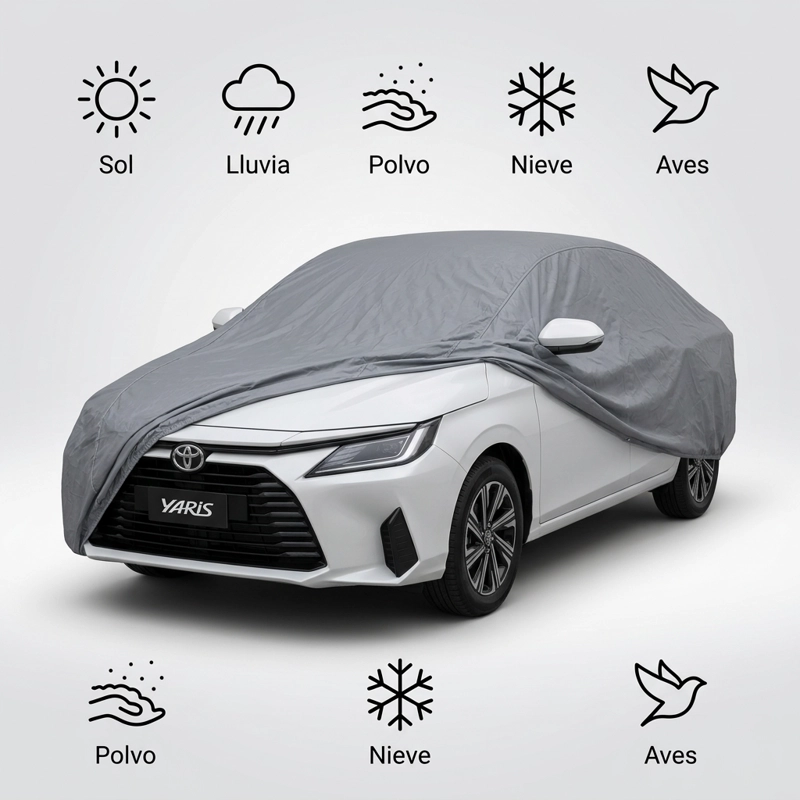 FUNDA CUBRE AUTO GRIS PLOMO PROTECTORA - YARIS SEDAN - 4