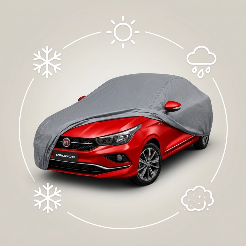 FUNDA CUBRE AUTO  CRONOS - GRIS PROTECCION EXTERIOR - 5