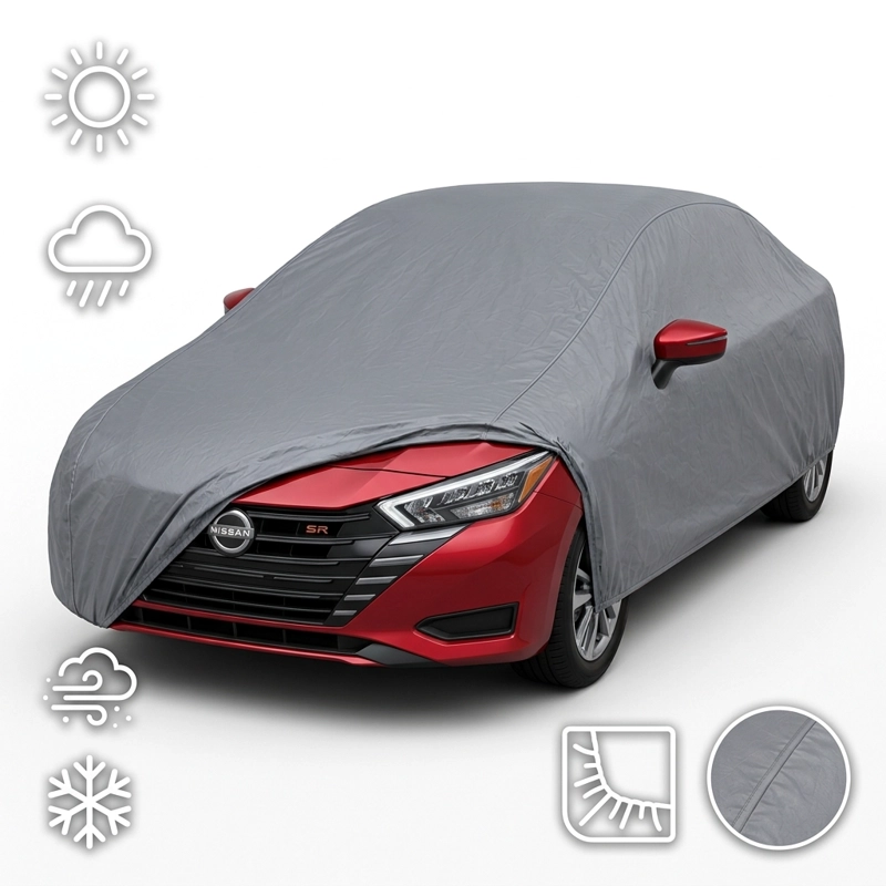 FUNDA CUBRE AUTO GRIS PLOMO PROTECTORA - MODELO VERSA - 3
