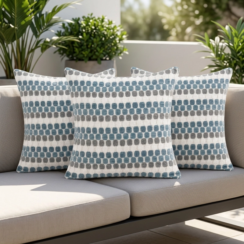 PACK 3 FUNDAS COJIN GEOME TRICO TEXTURADO AZUL POLIE STER CUADRADA 45 CM 012 - 2