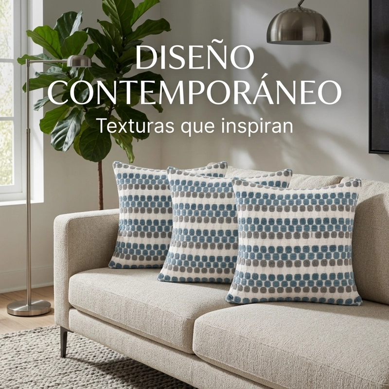 FUNDAS PARA COJIN DISEÑO GEOME TRICO TEXTURADO AZUL PACK DE 3 UNIDADES 012 - 3