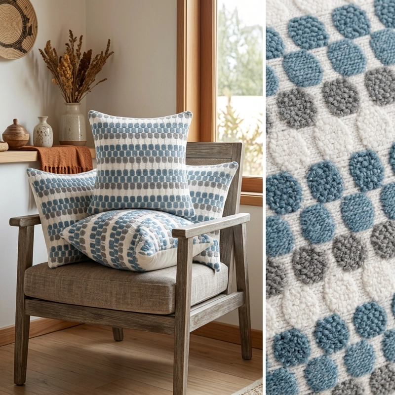 4 FUNDAS PARA COJIN DISEÑO TEXTURADO AZUL CUADRADA 45 CM 012 - 8