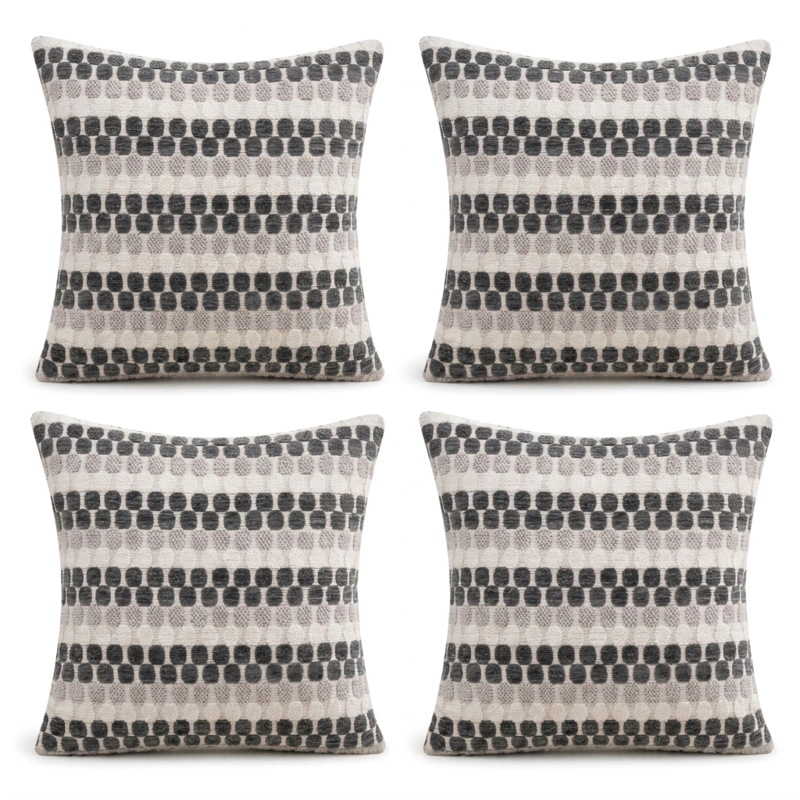 SET 4 FUNDAS COJIN TEXTURADO GRIS POLIE STER 45X45 CUADRADA 012 - 5