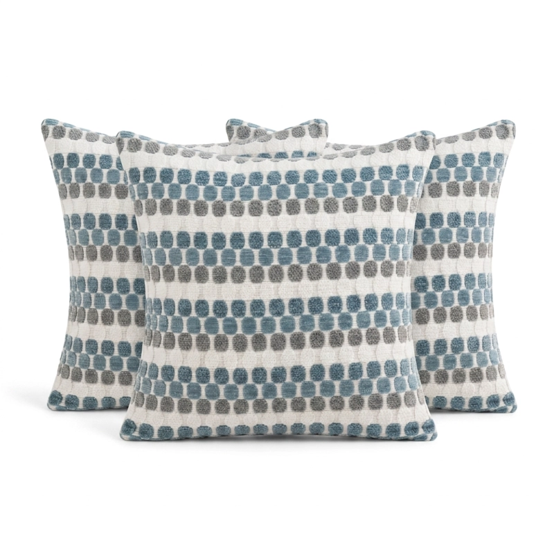 SET 3 FUNDAS PARA COJIN 45X45 DISEÑO GEOME TRICO TEXTURADO COLOR AZUL 012 - 8