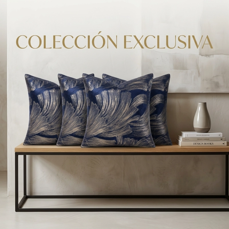 SET 4 FUNDAS CUADRADAS SATINADAS AZUL ONDULADA 45X45 CM - 691 - 3