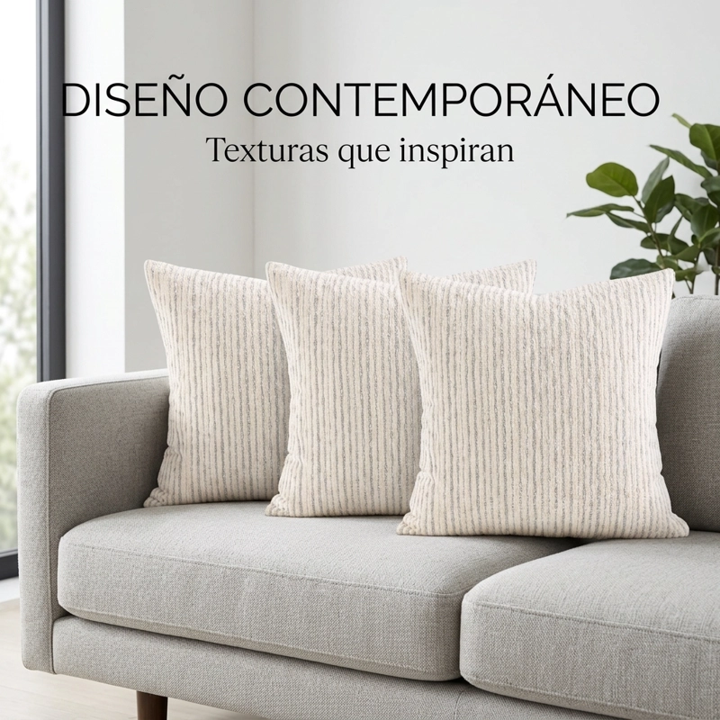 FUNDA CHENILLE LINEAS GRIS CUADRADA 45 CM PACK X3 MODELO 785 - 2