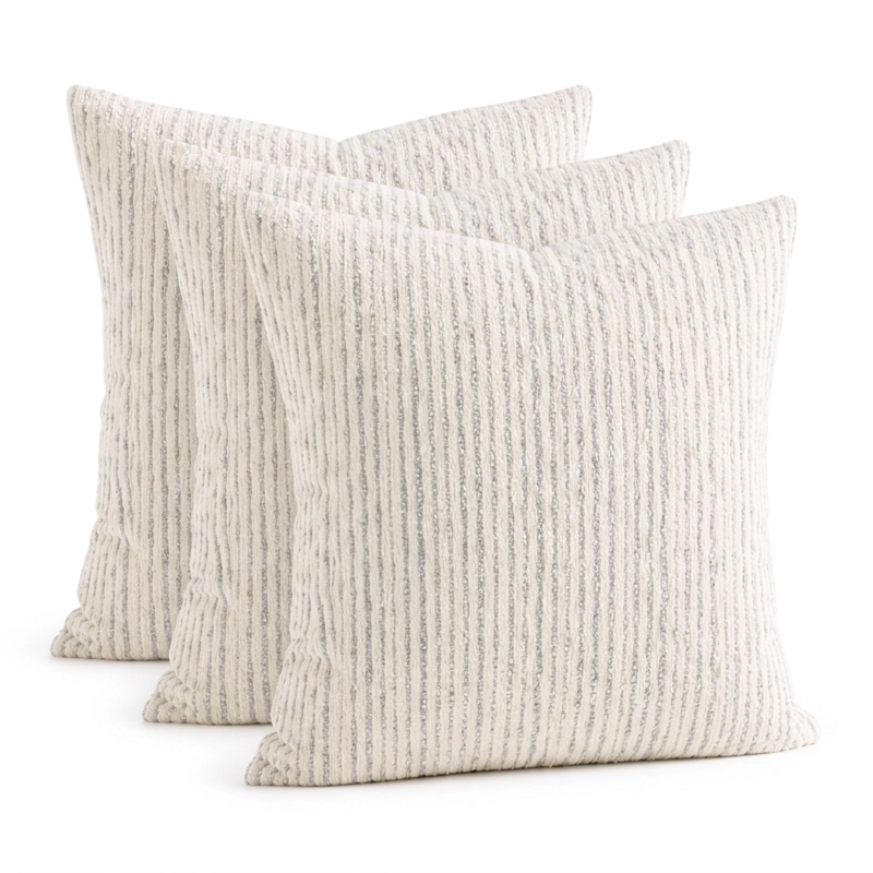 FUNDA CHENILLE LINEAS GRIS CUADRADA 45 CM PACK X3 MODELO 785 - 7