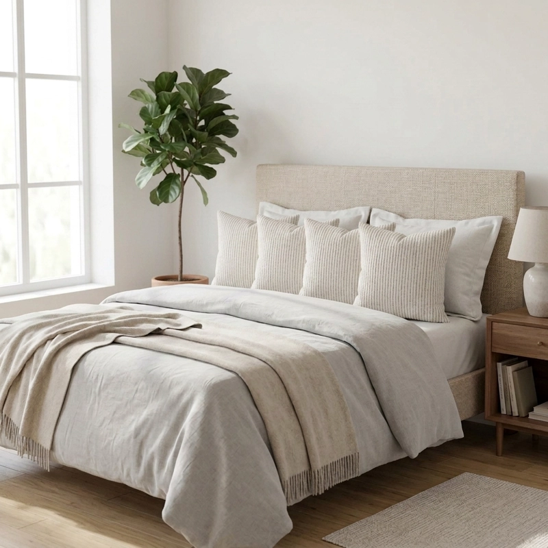 FUNDA CHENILLE LINEAS DECORATIVA GRIS SET 4 UNIDADES MODELO 785 - 6