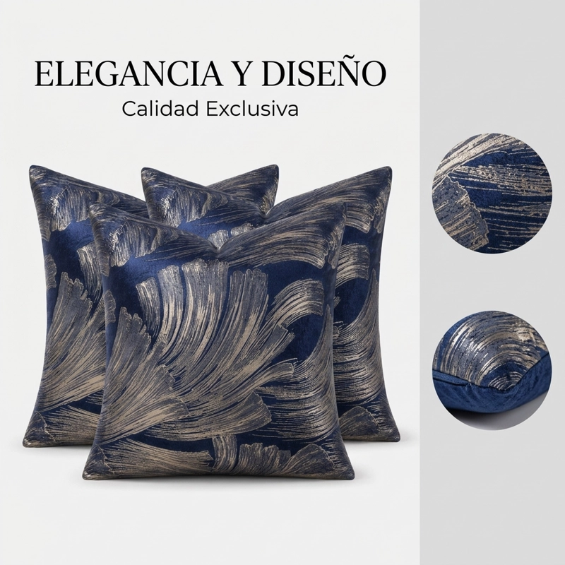 FUNDAS SATINADA COLOR AZUL - TEXTURA ELEGANTE 691 SET 3 - 7
