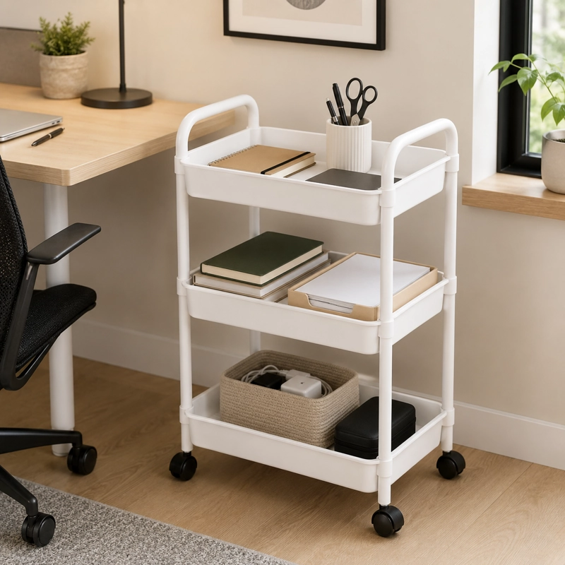 ORGANIZADOR CON RUEDA 3 NIVELES PARA OFICINA BLANCO PLASTICO 800 - 1