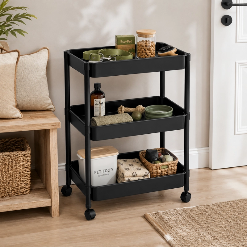 ORGANIZADOR CON RUEDA 3 NIVELES NEGRO PLASTICO 800 - 4