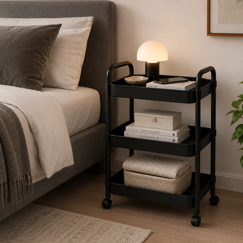 ORGANIZADOR CON RUEDA 3 NIVELES DORMITORIO NEGRO PLASTICO - 5
