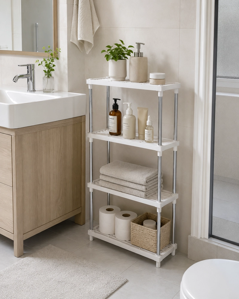 ESTANTE ORGANIZADOR DE BAÑO 4 NIVELES PLASTICO METAL 171 - 1