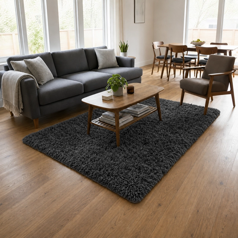 ALFOMBRA PELO MEDIO 150X200 PLOMO 026 CALIDAD PREMIUM - 1