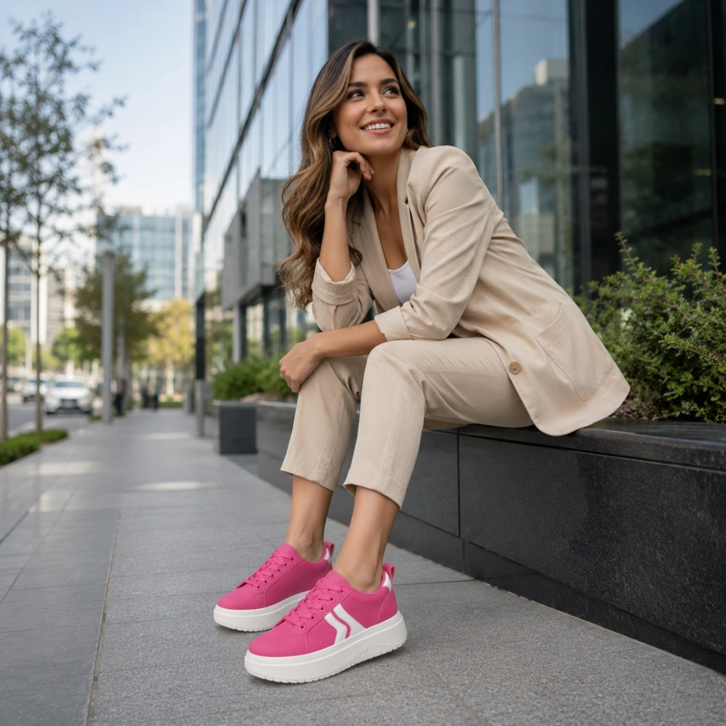 ZAPATILLAS ROSA DE MUJER ESTILO URBANO - 2