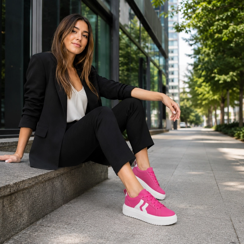 ZAPATILLAS ROSA DE MUJER ESTILO URBANO - 5