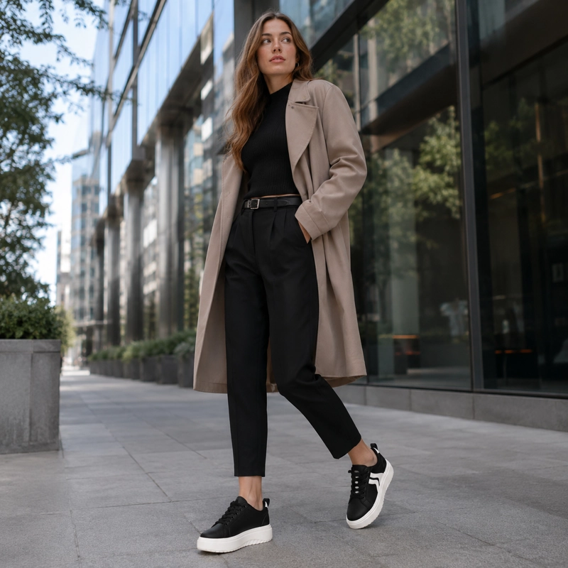 ZAPATILLAS URBANAS NEGRAS DE MUJER MODERNAS - 2