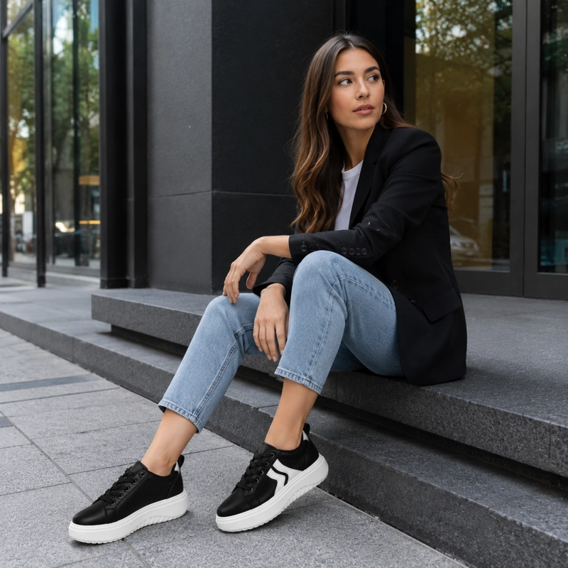 ZAPATILLAS URBANAS NEGRAS DE MUJER MODERNAS - 2