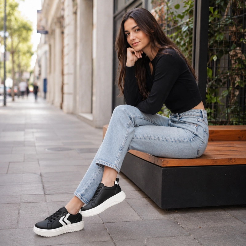 ZAPATILLAS URBANAS NEGRAS DE MUJER MODERNAS - 3
