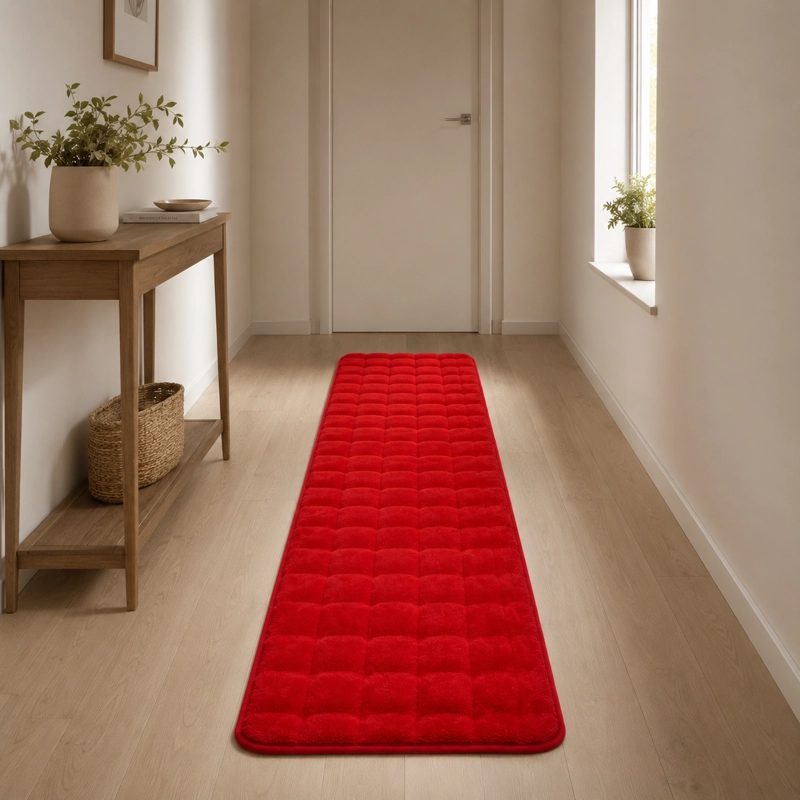 ALFOMBRA PASILLERA PELUDA BAJADA DE CAMA - ROJO MODELO 602 - 3