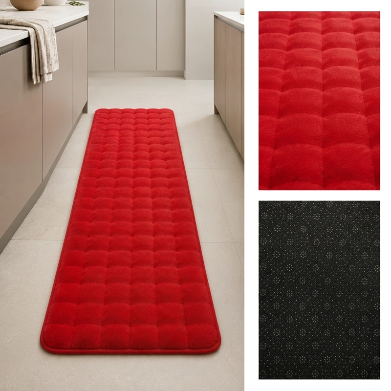 ALFOMBRA PASILLERA PELUDA BAJADA DE CAMA - ROJO MODELO 602 - 8