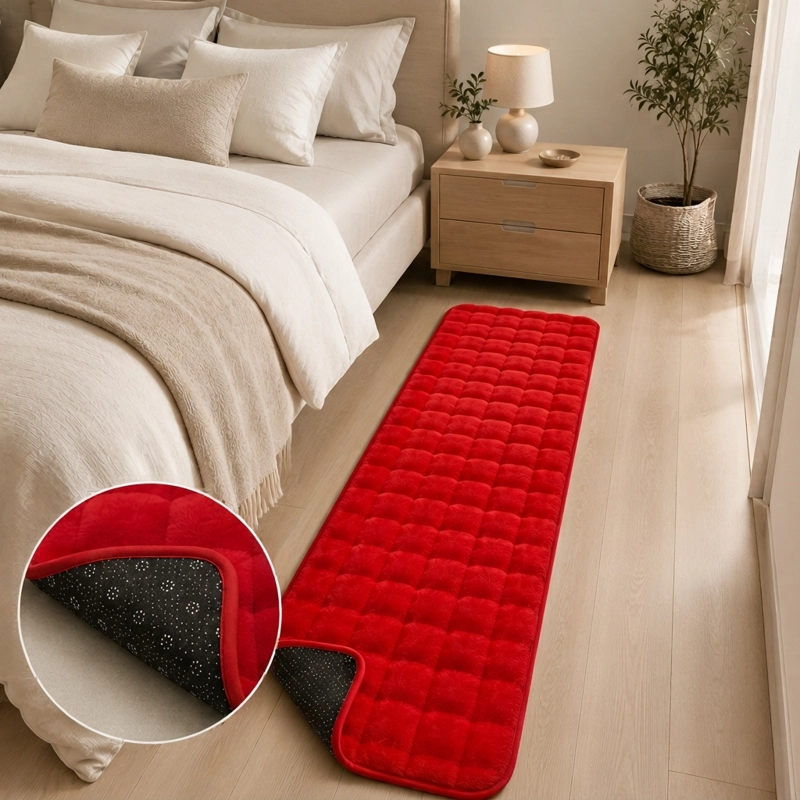 ALFOMBRA PASILLERA PELUDA BAJADA DE CAMA - ROJO MODELO 602 - 9