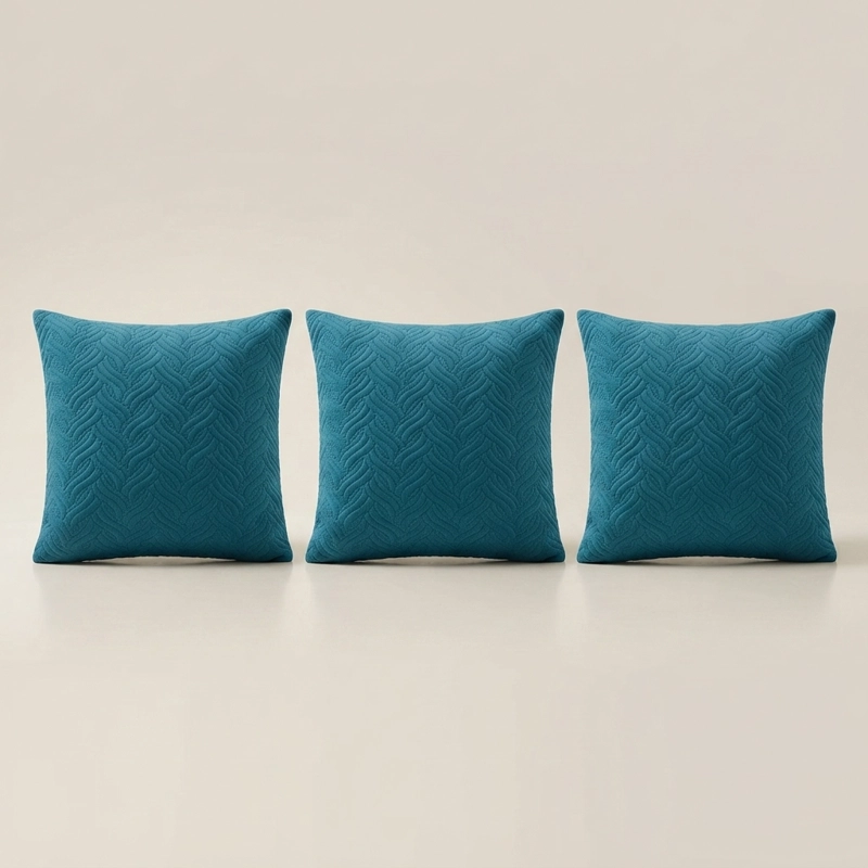 FUNDA DECORATIVA PLUSH TURQUESA TEXTURIZADA PACK DE 3 046 PARA HOGAR - 7