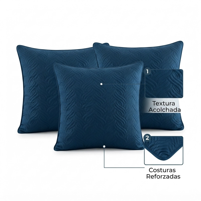 FUNDA DECORATIVA PLUSH AZUL TEXTURIZADA PACK DE 3 046 PARA HOGAR - 4